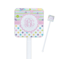 Girly Girl Square Plastic Stir Sticks - Double Sided (Personalized)