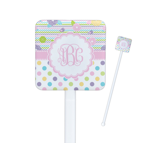 Custom Girly Girl Square Plastic Stir Sticks - Double Sided (Personalized)
