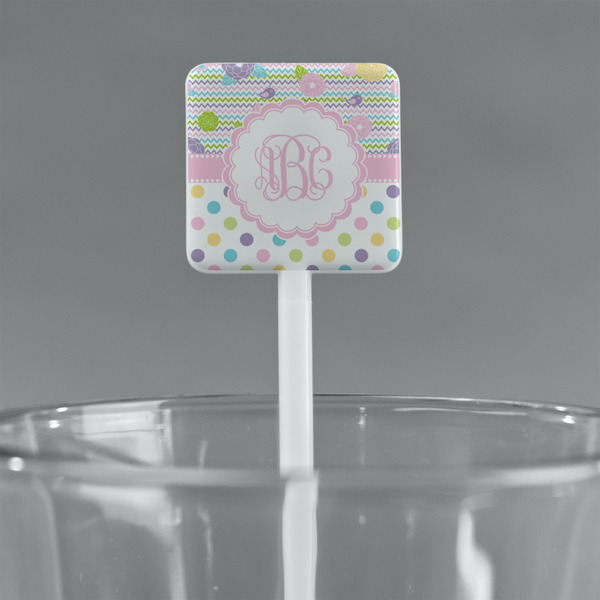Girly Girl White Plastic Stir Stick - Square - Main