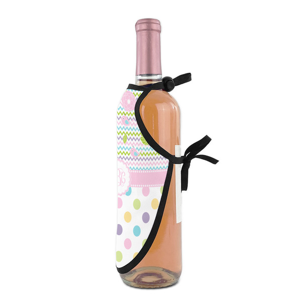 Girly Girl Wine Bottle Apron - DETAIL WITH CLIP ON NECK