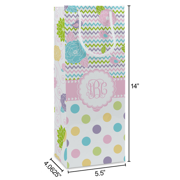 Girly Girl Wine Gift Bag - Dimensions