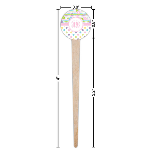 Girly Girl Wooden 4" Food Pick - Round - Dimensions