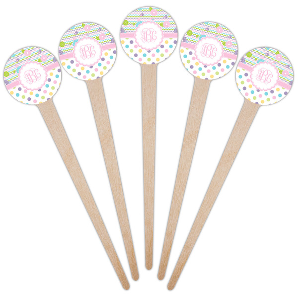 Girly Girl Wooden 4" Food Pick - Round - Fan View