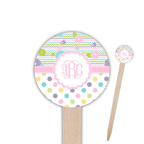 Custom Girly Girl Round Wooden Food Picks (Personalized)