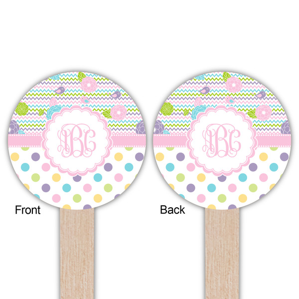 Girly Girl Wooden 6" Food Pick - Round - Double Sided - Front & Back