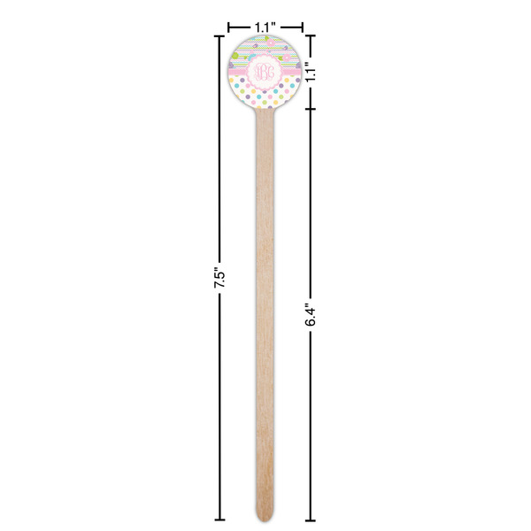 Girly Girl Wooden 7.5" Stir Stick - Round - Dimensions