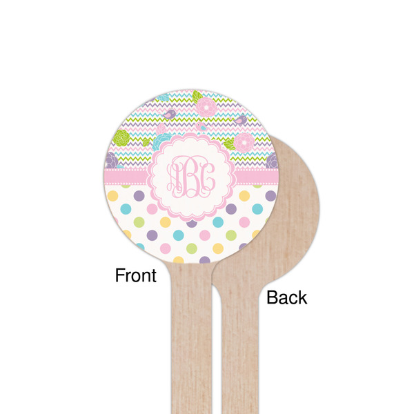 Girly Girl Wooden 7.5" Stir Stick - Round - Single Sided - Front & Back