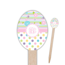 Girly Girl Oval Wooden Food Picks - Double Sided (Personalized)