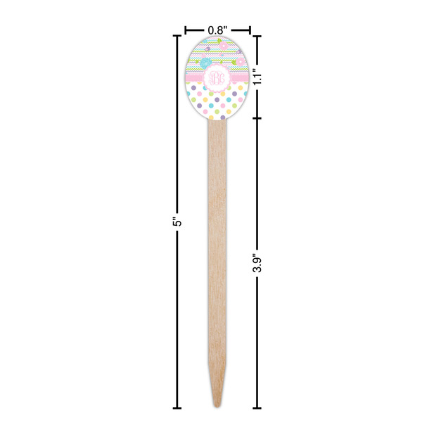 Girly Girl Wooden Food Pick - Oval - Dimensions