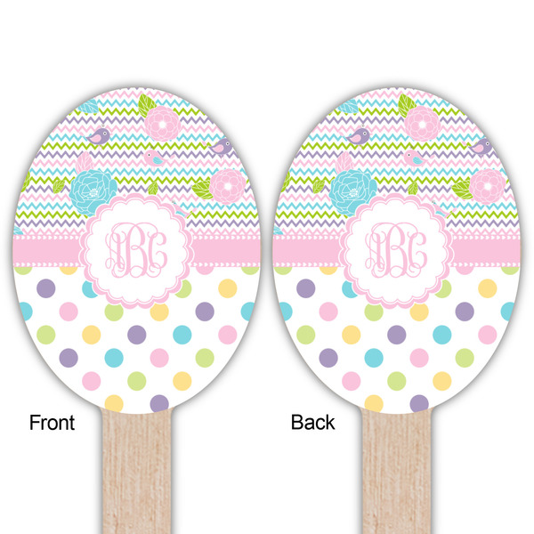 Girly Girl Wooden Food Pick - Oval - Double Sided - Front & Back