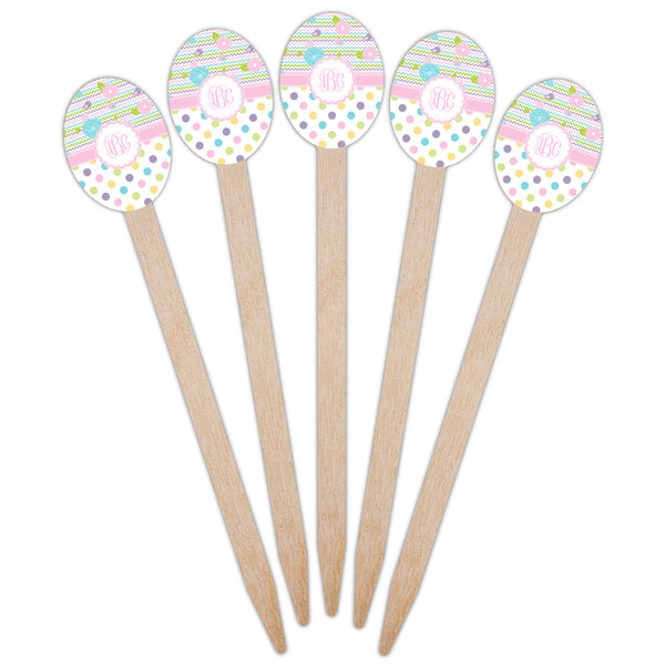 Girly Girl Wooden Food Pick - Oval - Fan View