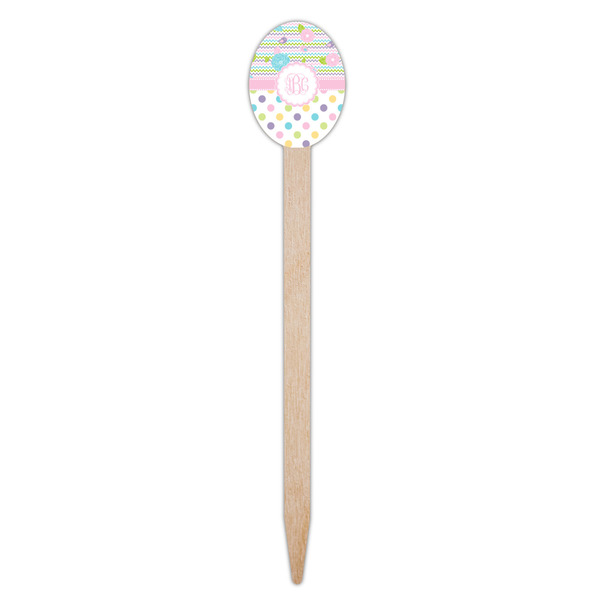 Girly Girl Wooden Food Pick - Oval - Single Pick