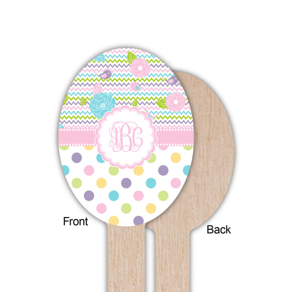 Girly Girl Wooden Food Pick - Oval - Single Sided - Front & Back