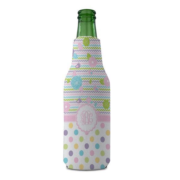Girly Girl Zipper Bottle Cooler - FRONT (bottle)
