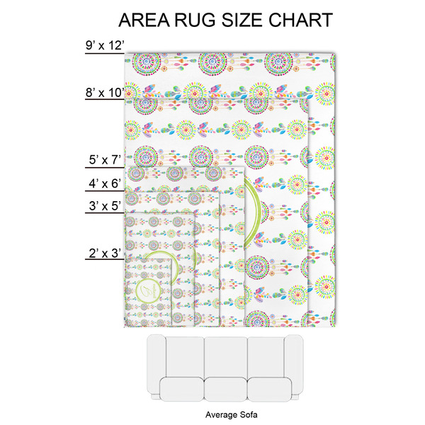 Dreamcatcher 2'x3' Indoor Area Rugs - Size Chart