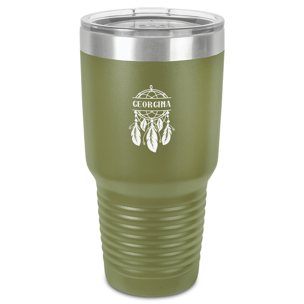 Custom Dreamcatcher 30 oz Stainless Steel Tumbler - Olive - Single-Sided (Personalized)