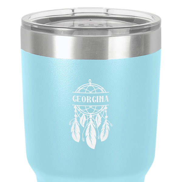 Dreamcatcher 30 oz Stainless Steel Ringneck Tumbler - Teal - Close Up