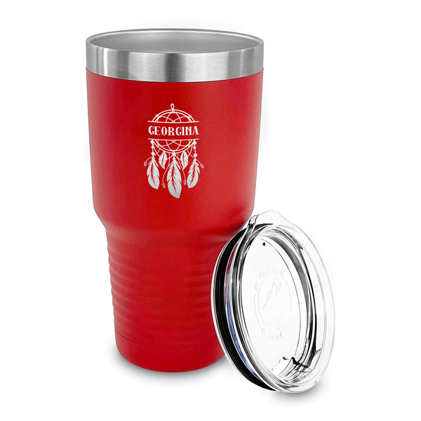 Dreamcatcher 30 oz Stainless Steel Ringneck Tumblers - Red - LID OFF