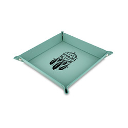 Dreamcatcher 6" x 6" Teal Faux Leather Valet Tray (Personalized)
