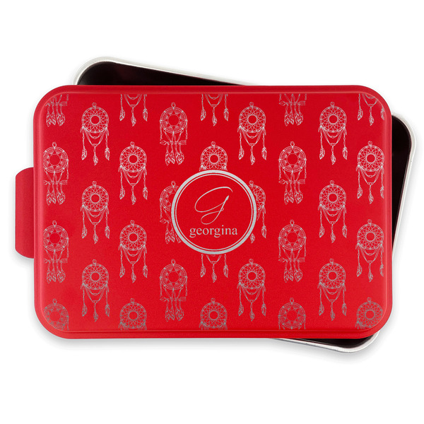 Dreamcatcher Aluminum Baking Pan - Red Lid - FRONT w/lif off