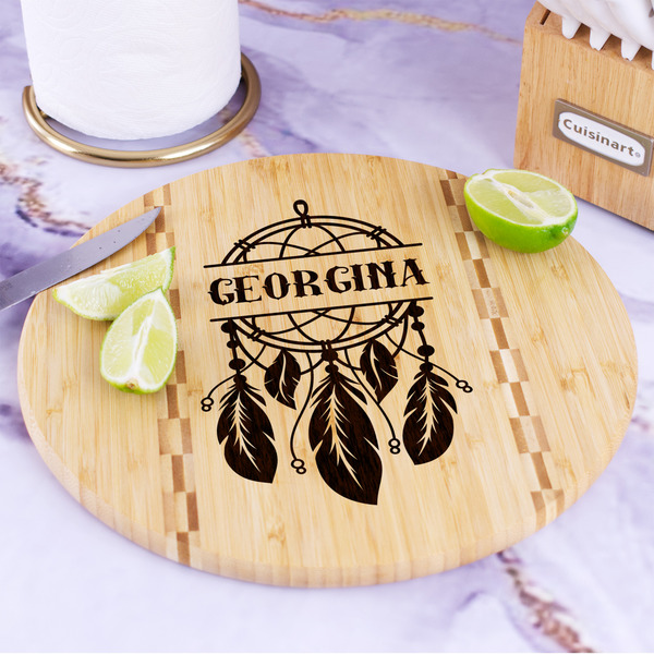 Dreamcatcher Bamboo Cutting Board - In Context