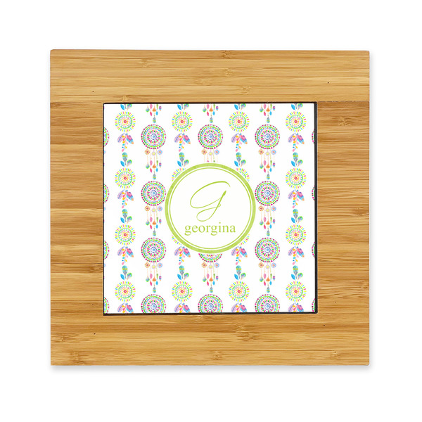 Custom Dreamcatcher Bamboo Trivet with Ceramic Tile Insert (Personalized)