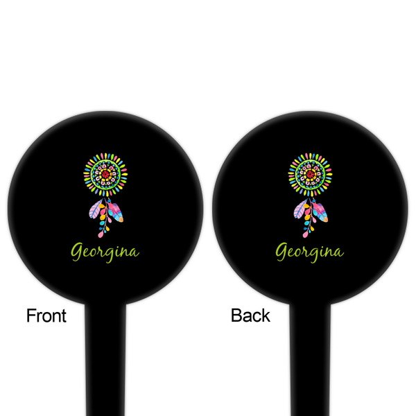 Dreamcatcher Black Plastic 4" Food Pick - Round - Double Sided - Front & Back