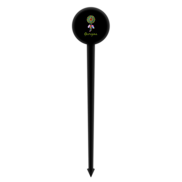 Dreamcatcher Black Plastic 4" Food Pick - Round - Single Pick