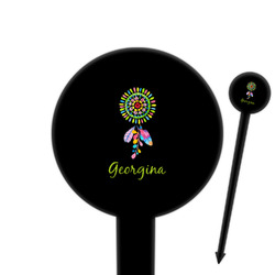 Dreamcatcher 6" Round Plastic Food Picks - Black - Double Sided (Personalized)