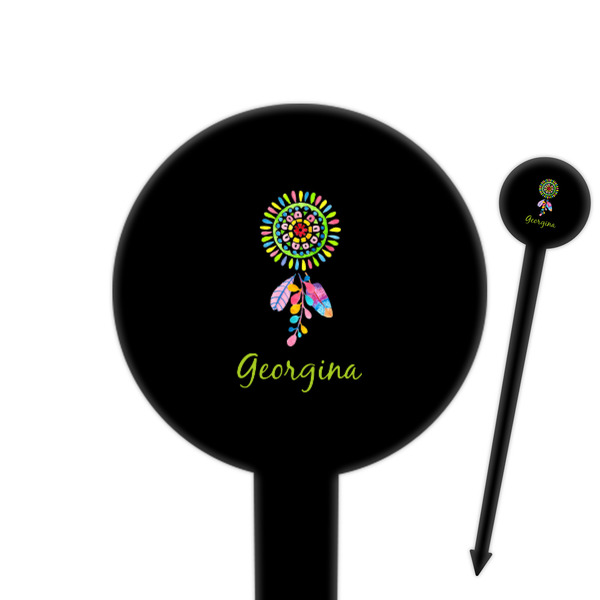 Custom Dreamcatcher 6" Round Plastic Food Picks - Black - Single Sided (Personalized)