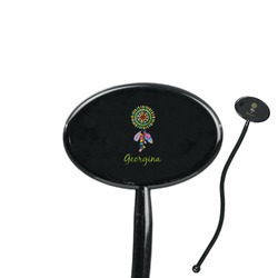 Dreamcatcher 7" Oval Plastic Stir Sticks - Black - Single Sided (Personalized)