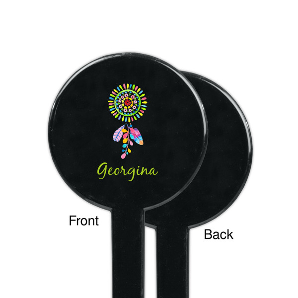 Dreamcatcher Black Plastic 7" Stir Stick - Single Sided - Round - Front & Back