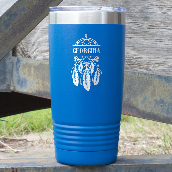 Custom Dreamcatcher 20 oz Stainless Steel Tumbler - Royal Blue - Single Sided (Personalized)