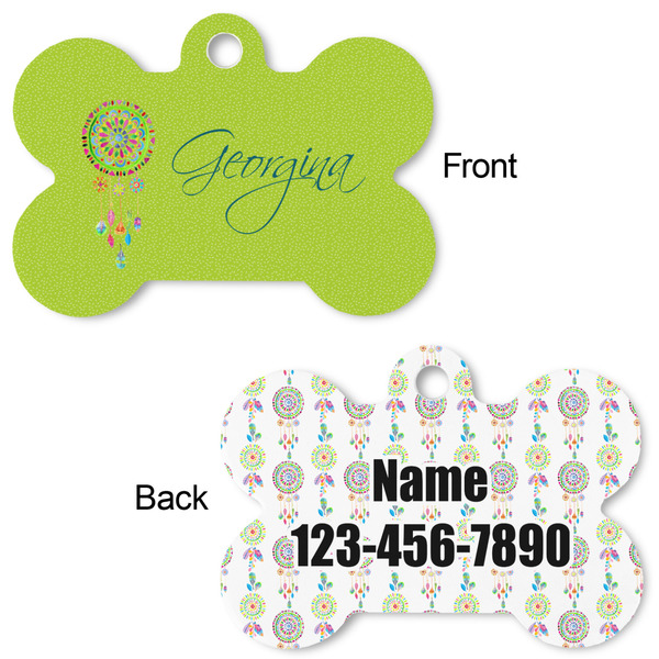 Dreamcatcher Bone Shaped Dog ID Tag - Large - Approval