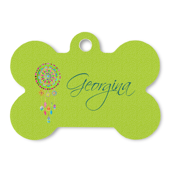 Custom Dreamcatcher Bone Shaped Dog ID Tag (Personalized)