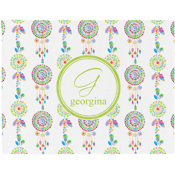 Custom Dreamcatcher Woven Fabric Placemat - Twill w/ Name and Initial