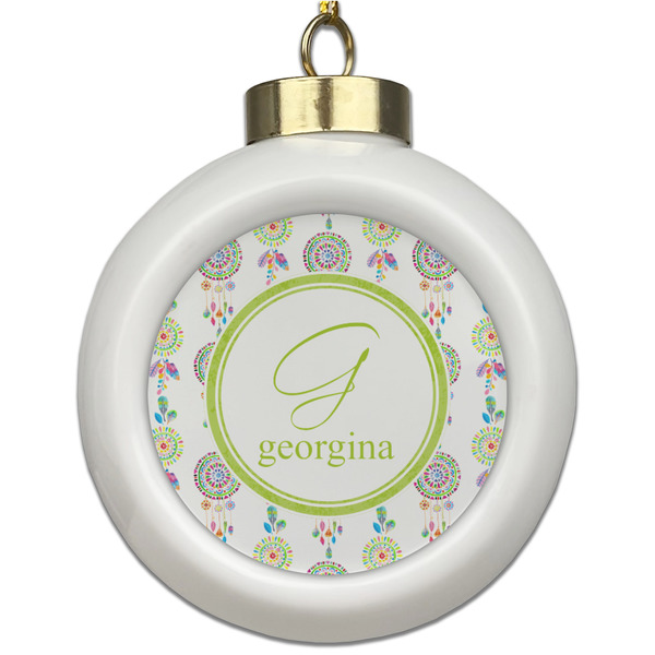 Custom Dreamcatcher Ceramic Ball Ornament (Personalized)
