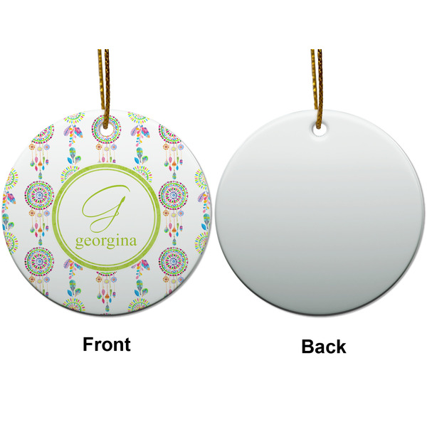 Dreamcatcher Ceramic Flat Ornament - Circle Front & Back (APPROVAL)