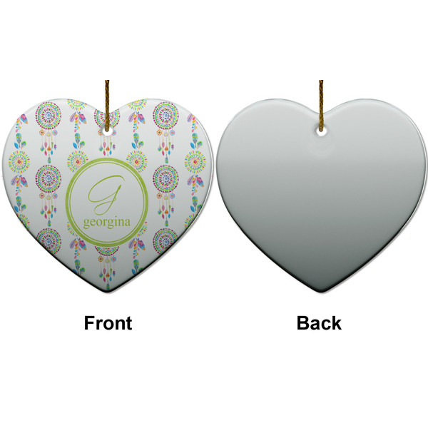 Dreamcatcher Ceramic Flat Ornament - Heart Front & Back (APPROVAL)