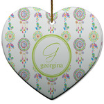 Dreamcatcher Heart Ceramic Ornament w/ Name and Initial