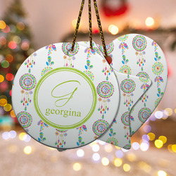 Dreamcatcher Ceramic Ornament w/ Name and Initial