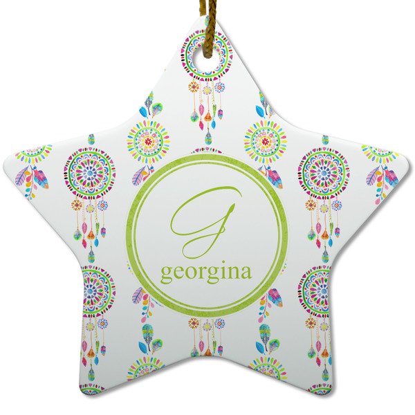 Dreamcatcher Ceramic Flat Ornament - Star (Front)