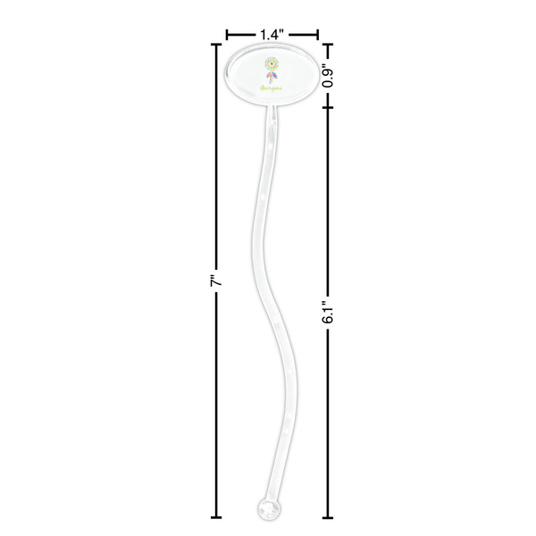 Dreamcatcher Clear Plastic 7" Stir Stick - Oval - Dimensions