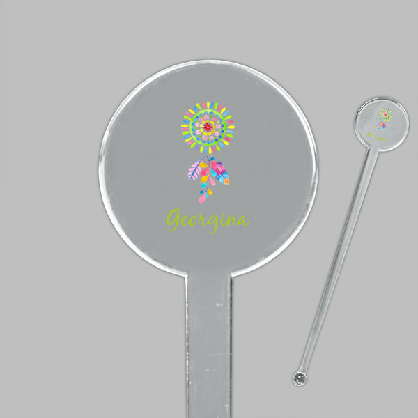 Dreamcatcher Clear Plastic 7" Stir Stick - Round - Closeup