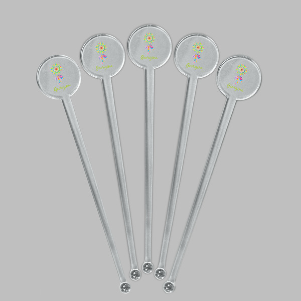 Dreamcatcher Clear Plastic 7" Stir Stick - Round - Fan View