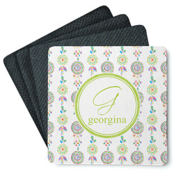 Dreamcatcher Square Rubber Backed Coasters - Set of 4 (Personalized)