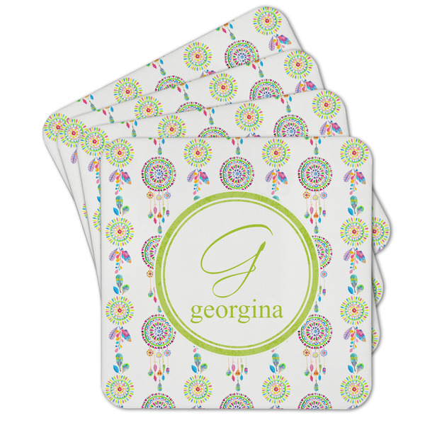 Custom Dreamcatcher Cork Coaster - Set of 4 w/ Name and Initial
