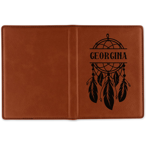 Dreamcatcher Cognac Leather Passport Holder Outside Single Sided - Apvl