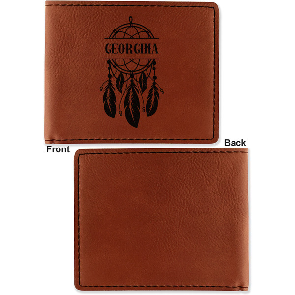 Dreamcatcher Cognac Leatherette Bifold Wallets - Front and Back Single Sided - Apvl