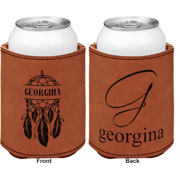 Dreamcatcher Cognac Leatherette Can Sleeve - Double Sided Front and Back